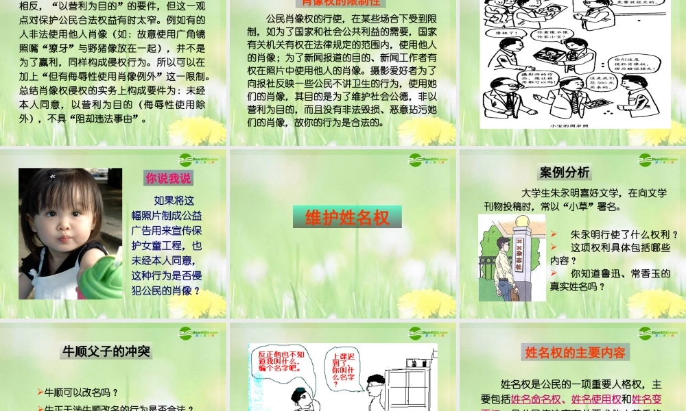 八年级政治下册 肖像和姓名中的权利课件 新人教版 课件