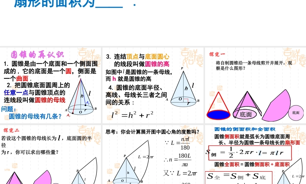 24.4.2圆锥的侧面积与全面积.4.2圆锥的侧面积与全面积(公开课)