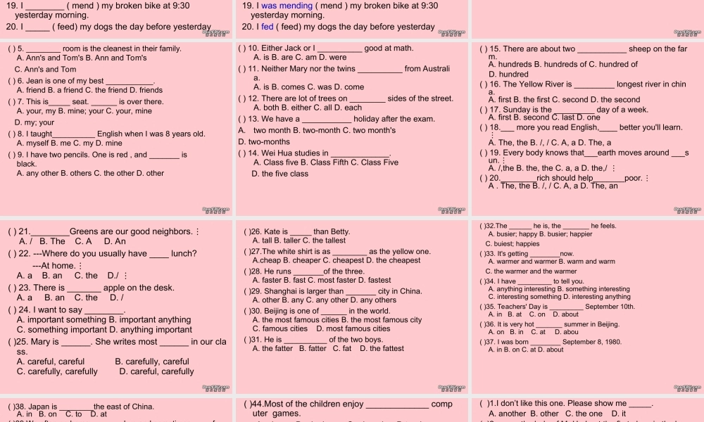 初三英语第三册课外练习课件 人教版 课件