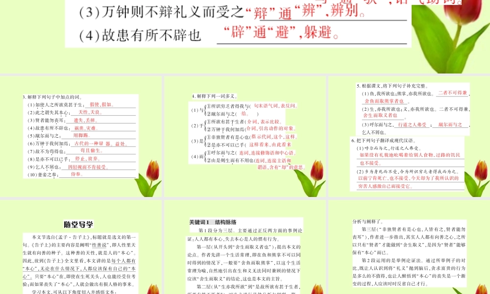 九年级语文下册 第五单元第19课(鱼我所欲也)课件 人教新课标版 课件