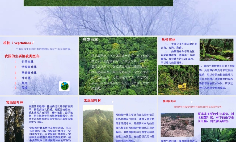 七年级生物第六章：爱护植被，绿化祖国 课件