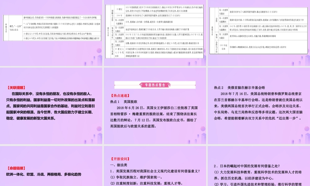 中考历史复习 专题五　大国发展史及重要大国关系课件