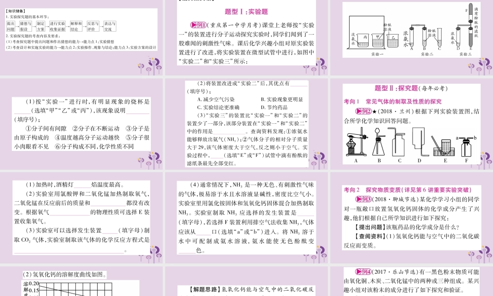 中考化学复习 第二部分 重难题型专题突破 专题九 实验探究题(含对比试验、组合试验)(精讲)课件