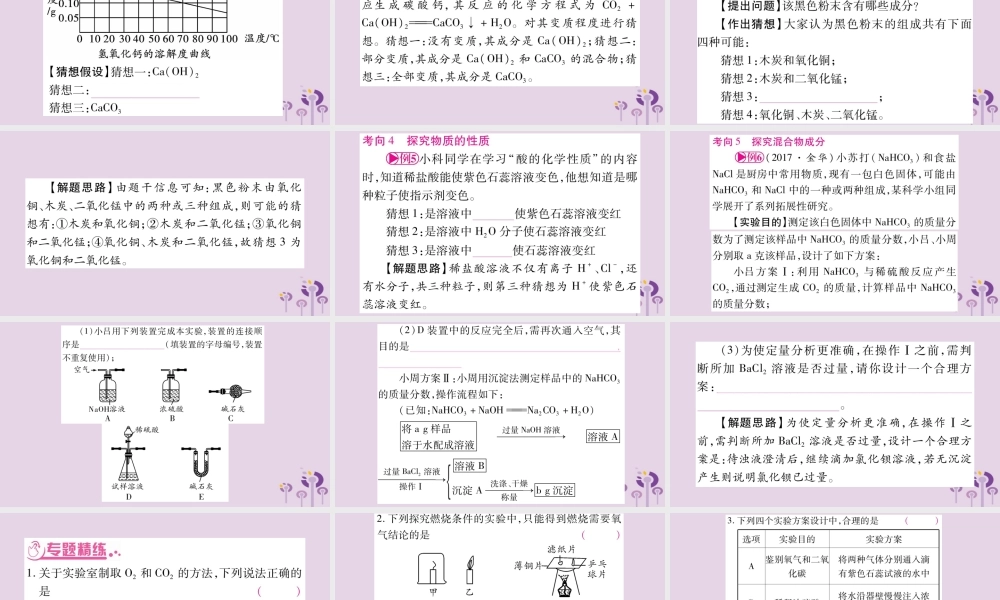 中考化学复习 第二部分 重难题型专题突破 专题九 实验探究题(含对比试验、组合试验)(精讲)课件