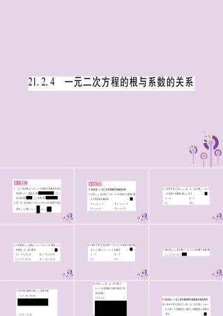 九年级数学上册 第二十一章 一元二次方程 212 解一元二次方程 2124 一元二次方程的根与系数的关系作业课件 (新版)新人教版 课件
