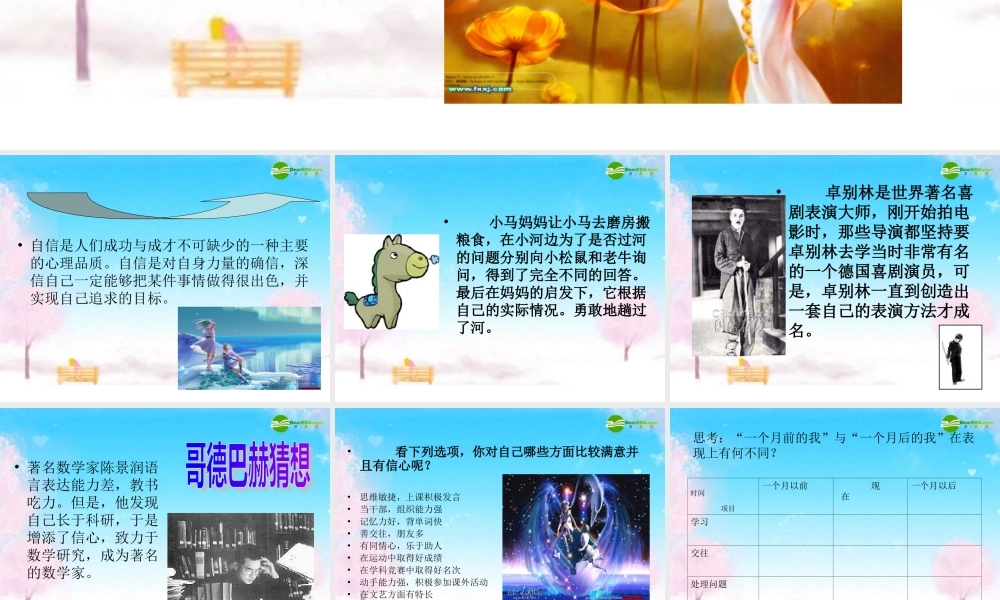 八年级政治下册 唱响自信之歌课件 人教新课标版 课件