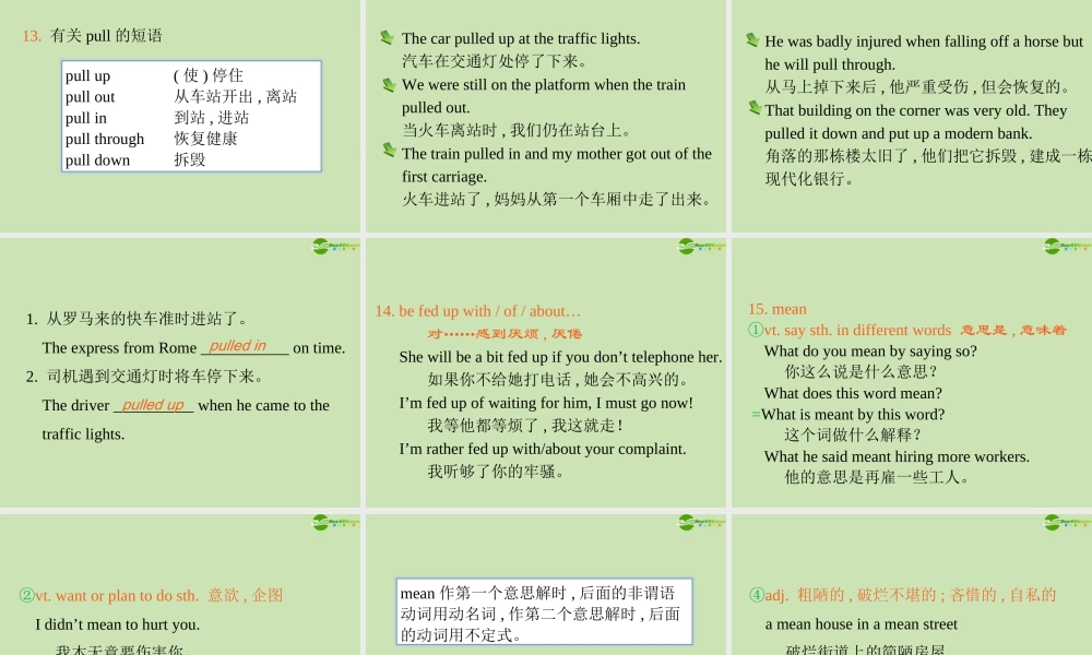 广东省高三英语第一轮总复习 Module3 Unit9 Wheels(2)课件 北师大版 新课标 课件