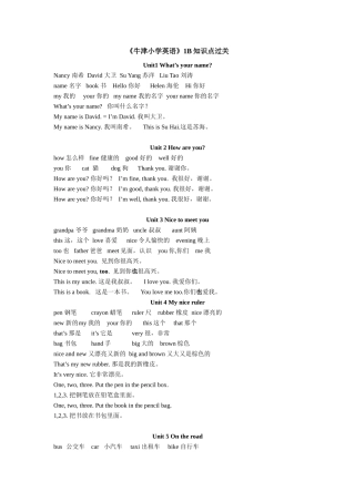 《牛津小学英语》1B知识点过关