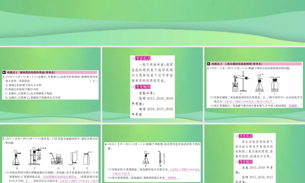 中考化学总复习 教材考点梳理 第六单元 碳和碳的氧化物课件