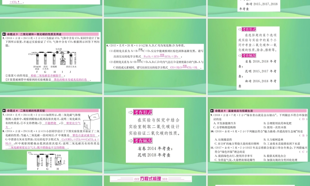 中考化学总复习 教材考点梳理 第六单元 碳和碳的氧化物课件