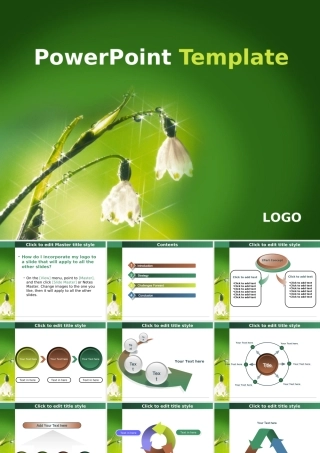 PPT模板滴水铃兰