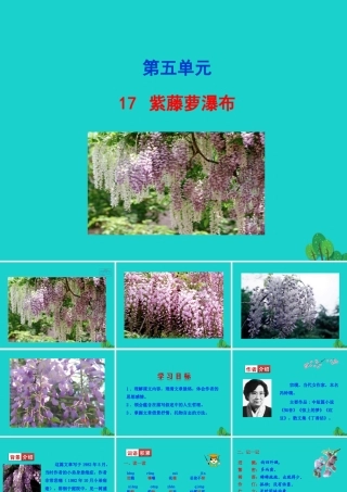 七年级语文下册 第五单元 17 紫藤萝瀑布课件 新人教版 课件