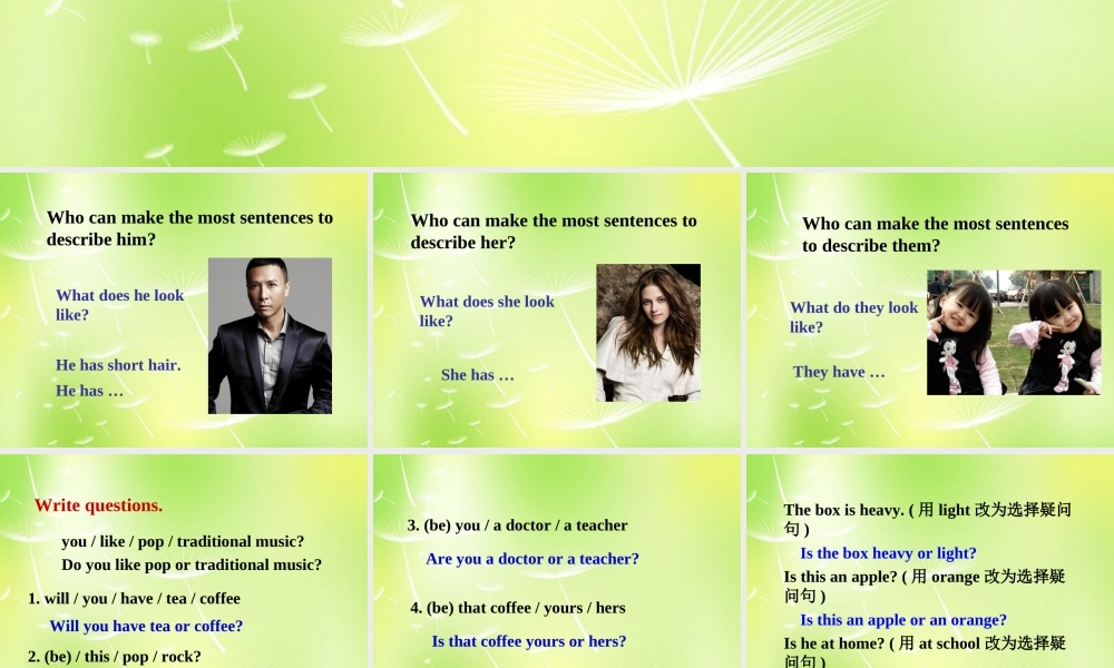 中学七年级英语下册 Unit 9 What does he look like Section A 2课件 (新版)人教新目标版 课件