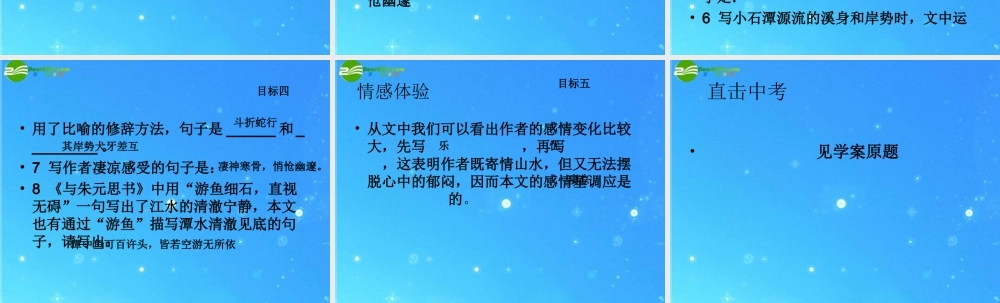 八年级语文 (小石潭记)复习课件 人教新课标版 课件