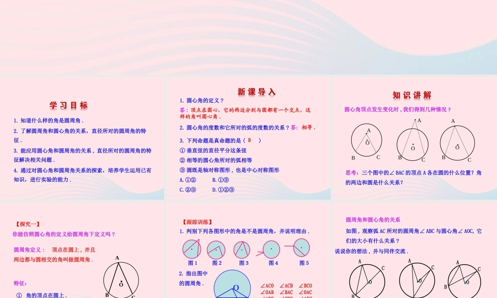 九年级数学下册 第3章圆31圆 312 圆周角教学课件 湘教版 课件