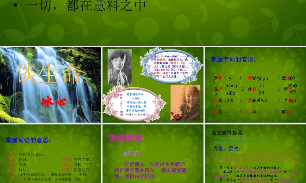 九年级语文下册(9 谈生命)课件3 新人教版 课件