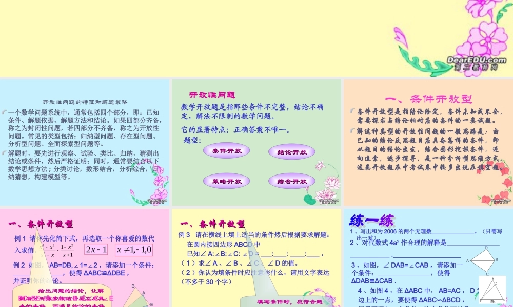 中考数学专题五开放问题研究 试题