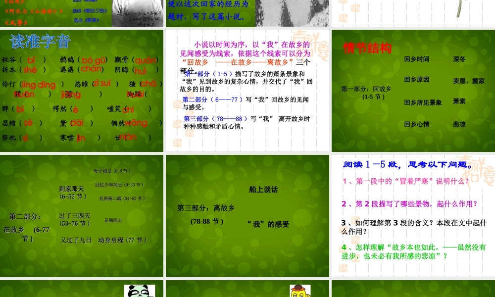 中学九年级语文上册 9 故乡课件 新人教版 课件