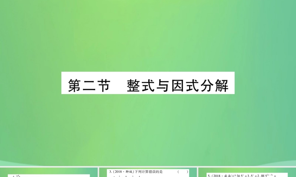 中考数学复习 第一轮 考点系统复习 第一章 数与式 第二节 整式与因式分解(精练)课件