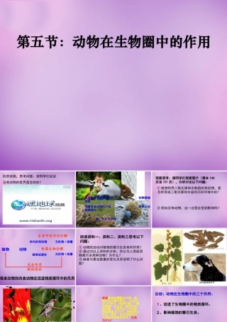 七年级生物上册 2.2.5(动物在生物圈中的作用)课件 (新版)济南版 课件