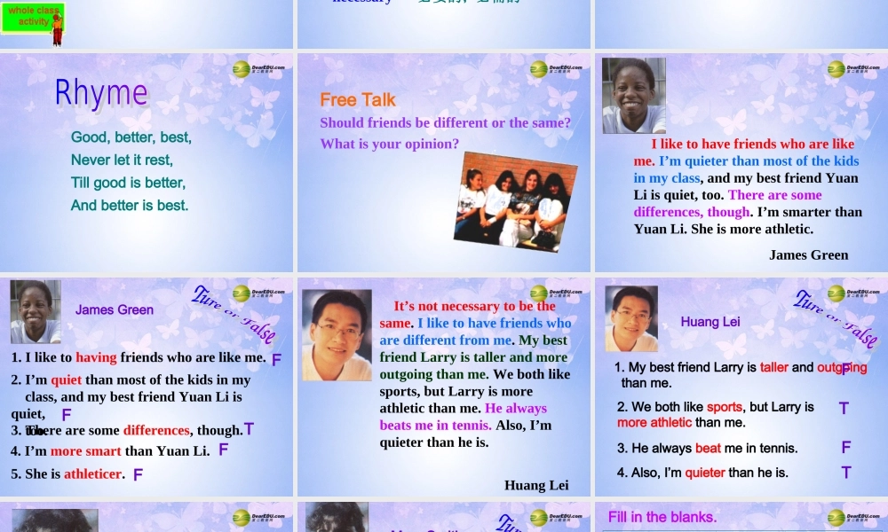 八年级英语上册(Unit 6 I'm more outgoing than my sister Section B2)课件 人教新目标版 课件