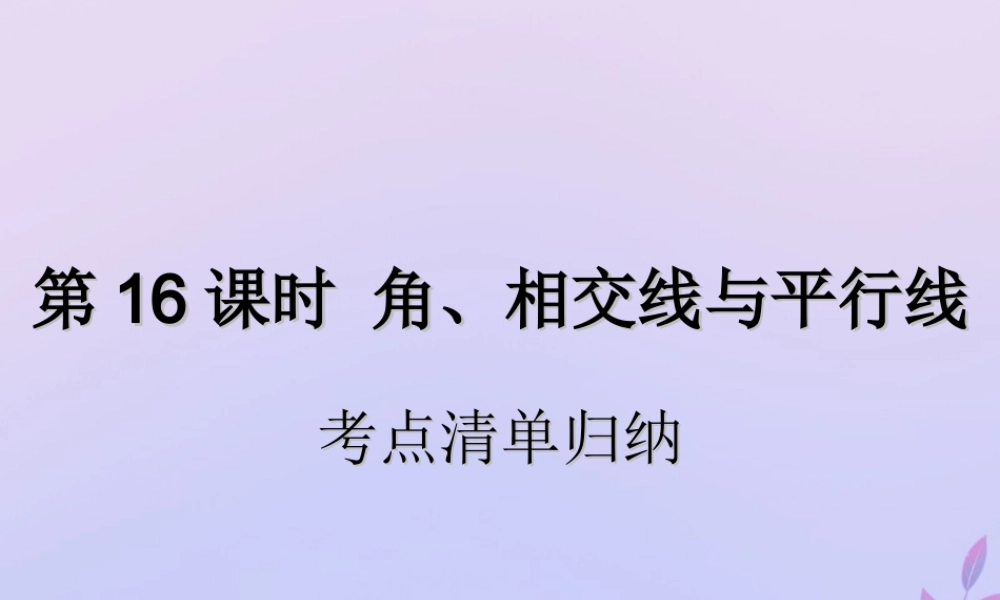 中考数学复习 第16课时 角、相交线与平行线 1 考点清单归纳(基础知识梳理)课件