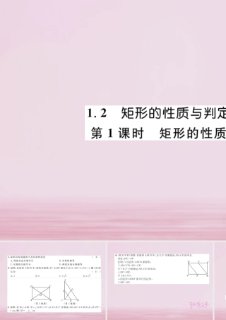 九年级数学上册 第一章 特殊平行四边形 12 矩形的性质与判定 第1课时 矩形的性质练习课件 (新版)北师大版 课件