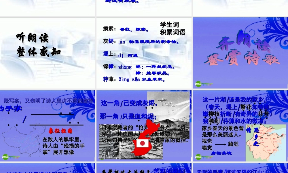 九年级语文下册 (我用残损的手掌)优秀教学课件 人教新课标版 课件