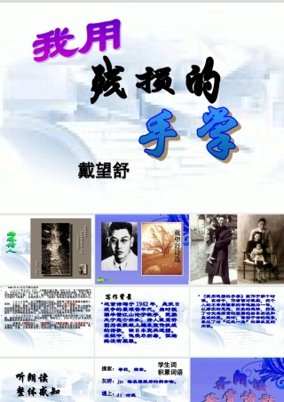 九年级语文下册 (我用残损的手掌)优秀教学课件 人教新课标版 课件