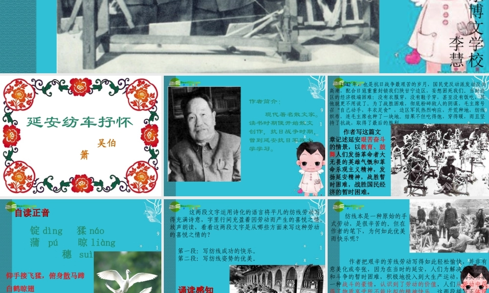 九年级语文下册 (延安纺车抒怀)优秀实用课件 苏教版 课件