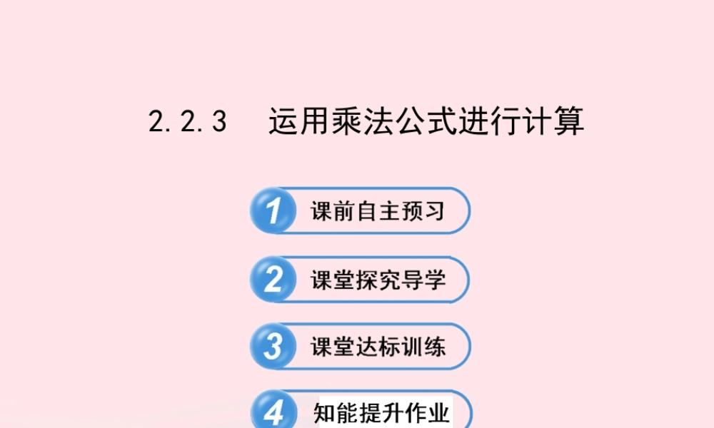 七年级数学下册 第2章 整式的乘法 2.2 乘法公式 2.2.3运用乘法公式进行计算习题课件 (新版)湘教版 课件