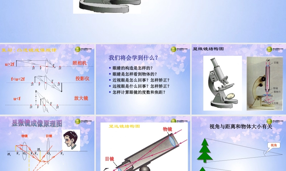八年级物理上册 5.5 显微镜和望远镜课件 新人教版 课件