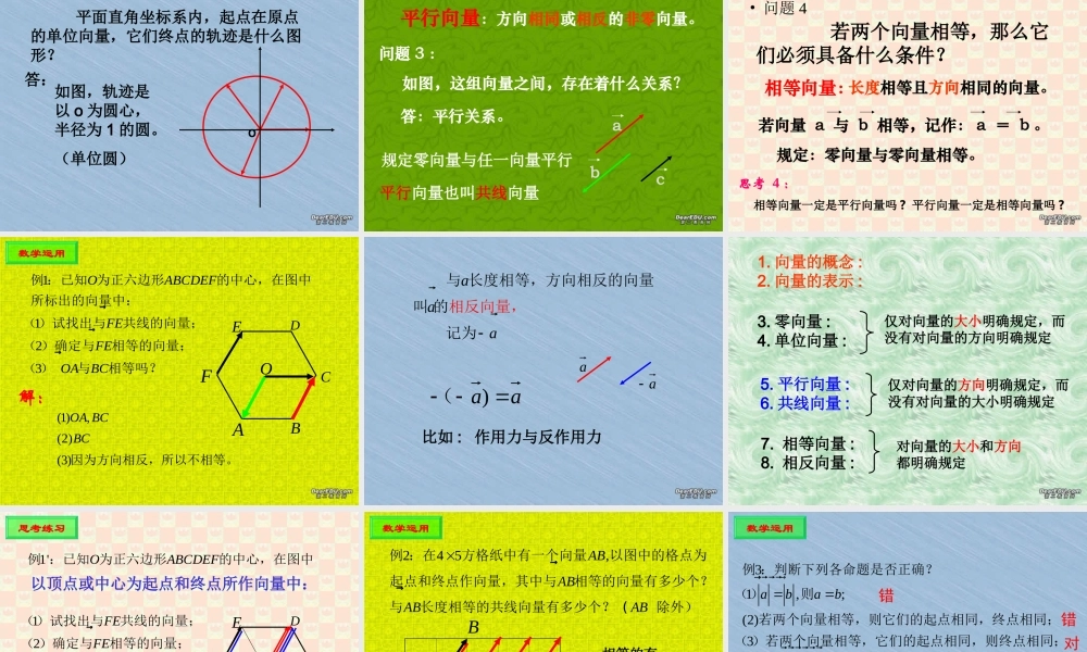中学高一数学向量的概念与表示课件 新课标 苏教版