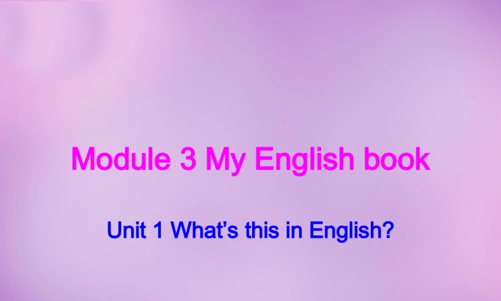 中学七年级英语上册 Starter Module 3 Unit 1 What's this in English课件 (新版)外研版 课件