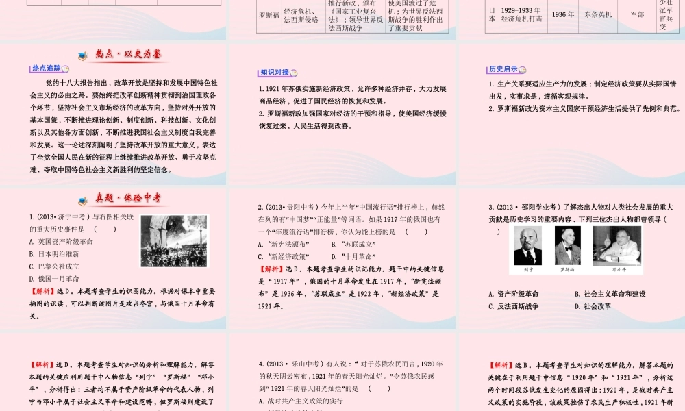 九年级历史下册 阶段专题复习 第一 二单元习题课件 新人教版 课件