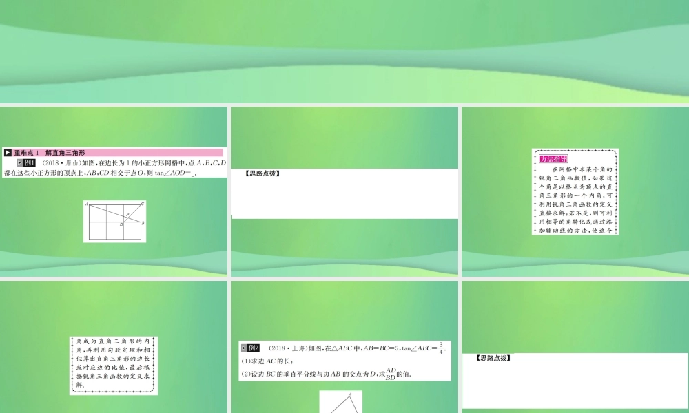 中考数学复习 第四单元 图形的初步认识与三角形 第19讲 解直角三角形课件
