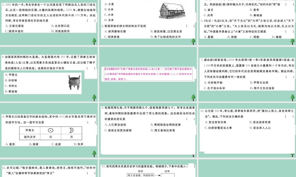 史上册 期中测试卷(一)作业课件 新人教版 课件