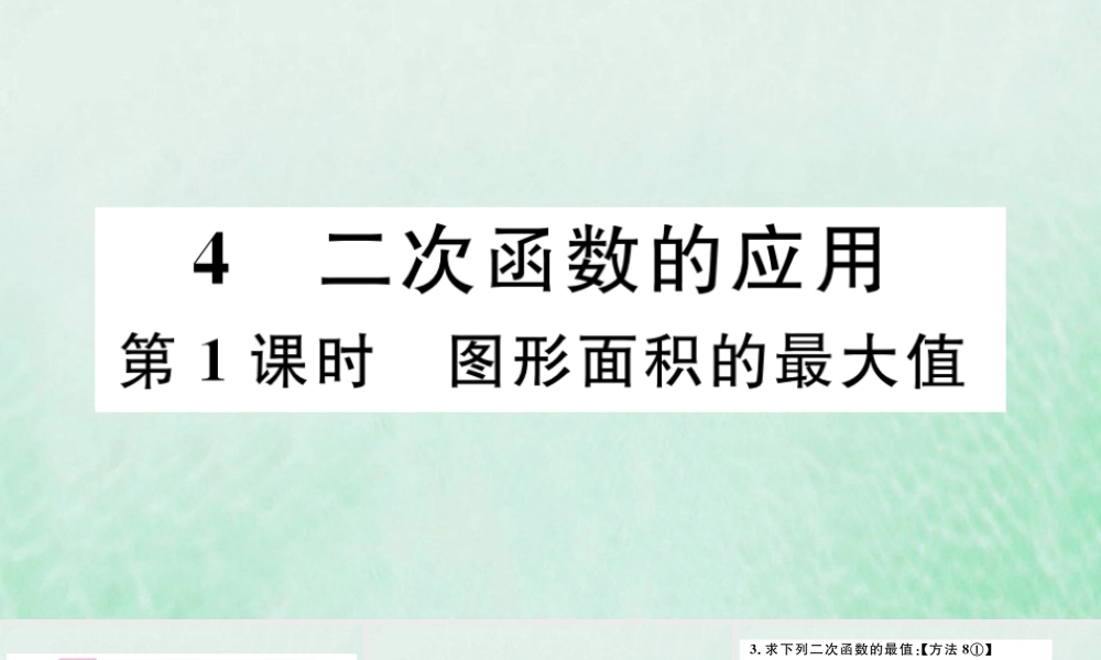 九年级数学下册 第二章 二次函数 24 二次函数的应用 第1课时 图形面积的最大值习题讲评课件 (新版)北师大版 课件