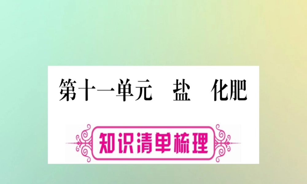 中考化学准点备考复习 第一部分 教材系统复习 第11讲 盐 化肥课件 新人教版 课件
