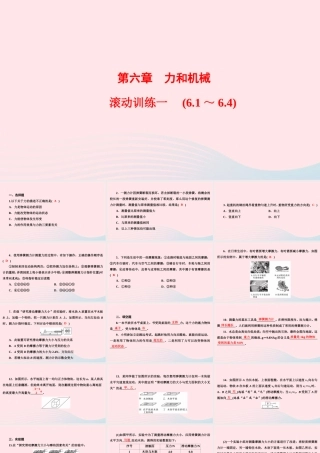 八年级物理下册 第6章 力和机械滚动训练一(6.1 6.4)课件 (新版)粤教沪版 课件