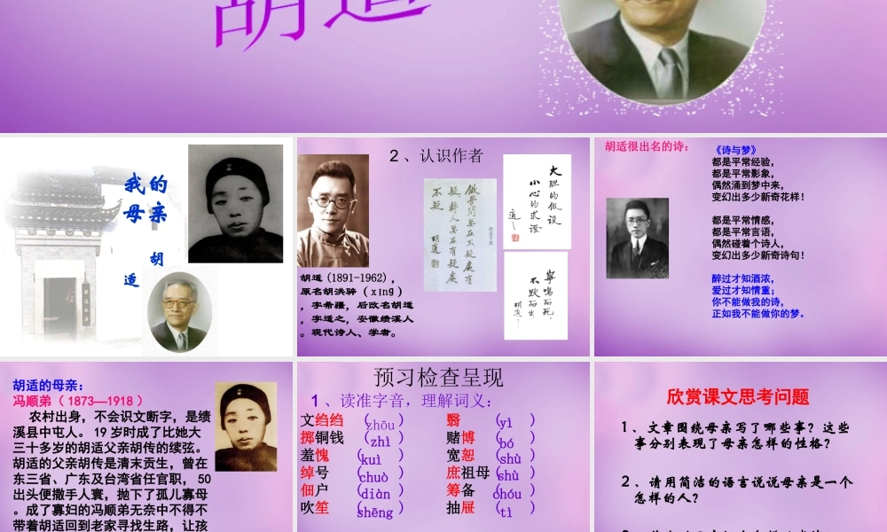 八年级语文下册 2 我的母亲课件 新人教版 课件