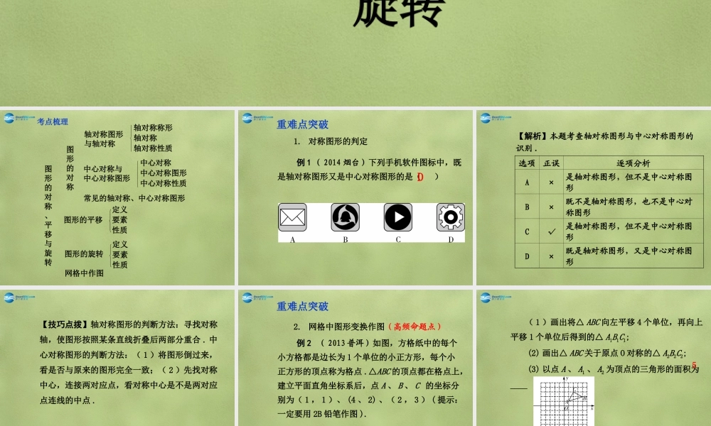 中考数学 第七章 第二节 图形的对称、平移与旋转课件