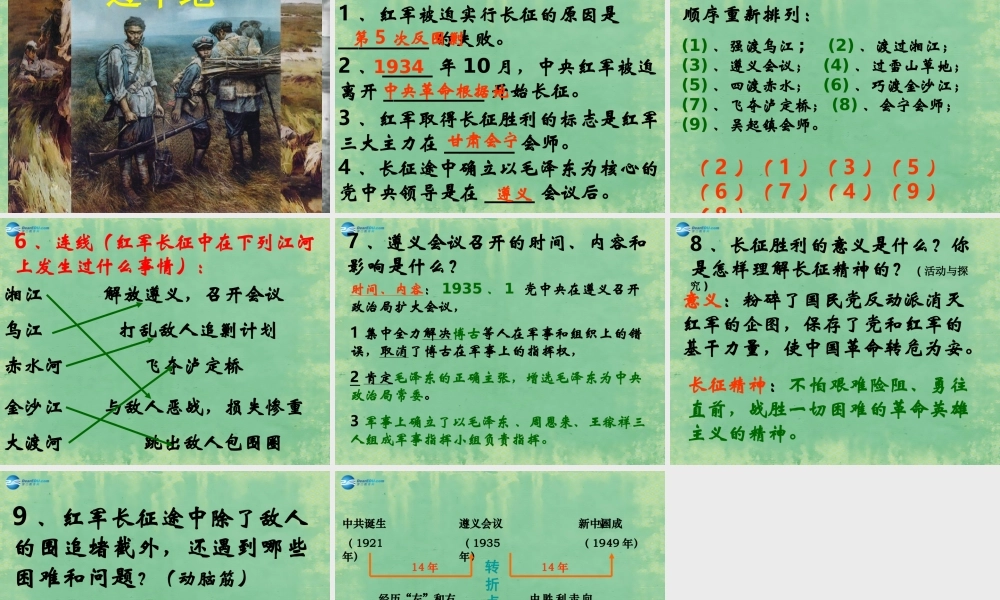 中学七年级历史上册 第14课 红军不怕远征难课件 鲁教版五四制 课件
