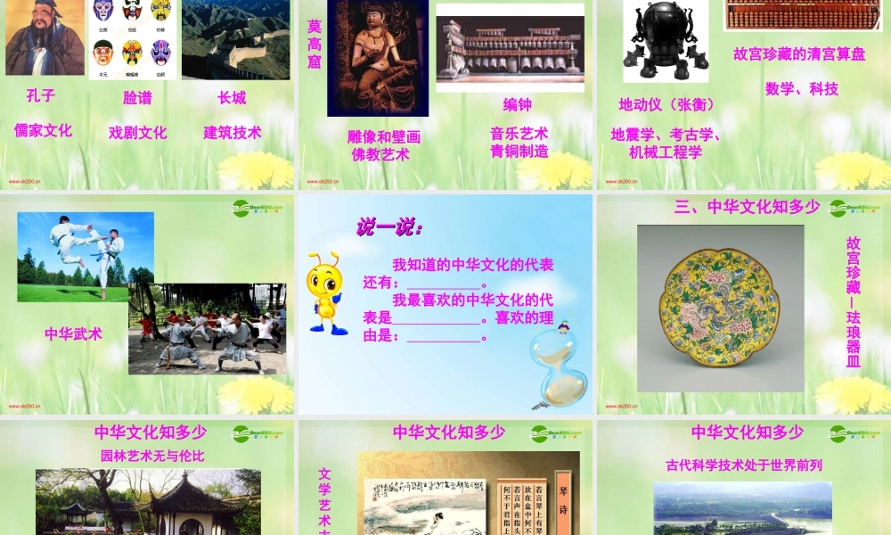 九年级政治 第一课时中华文化博大精深课件 苏教版 课件