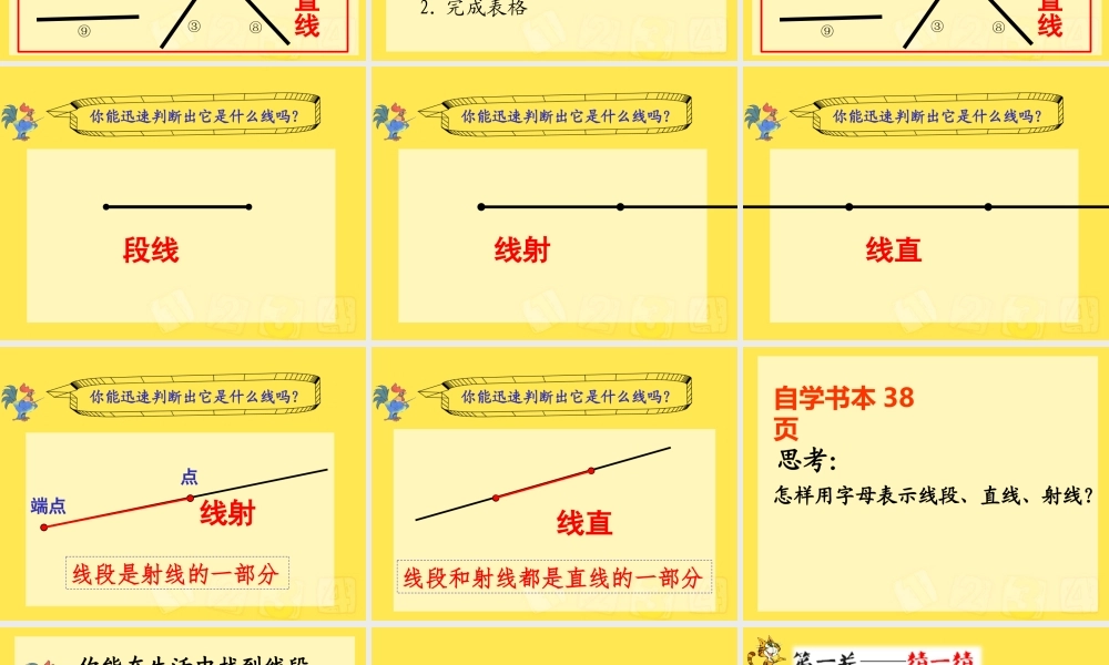 小学人教四年级数学人教版数学四年级上册《线段、直线、射线》-珠海市香洲区第一小