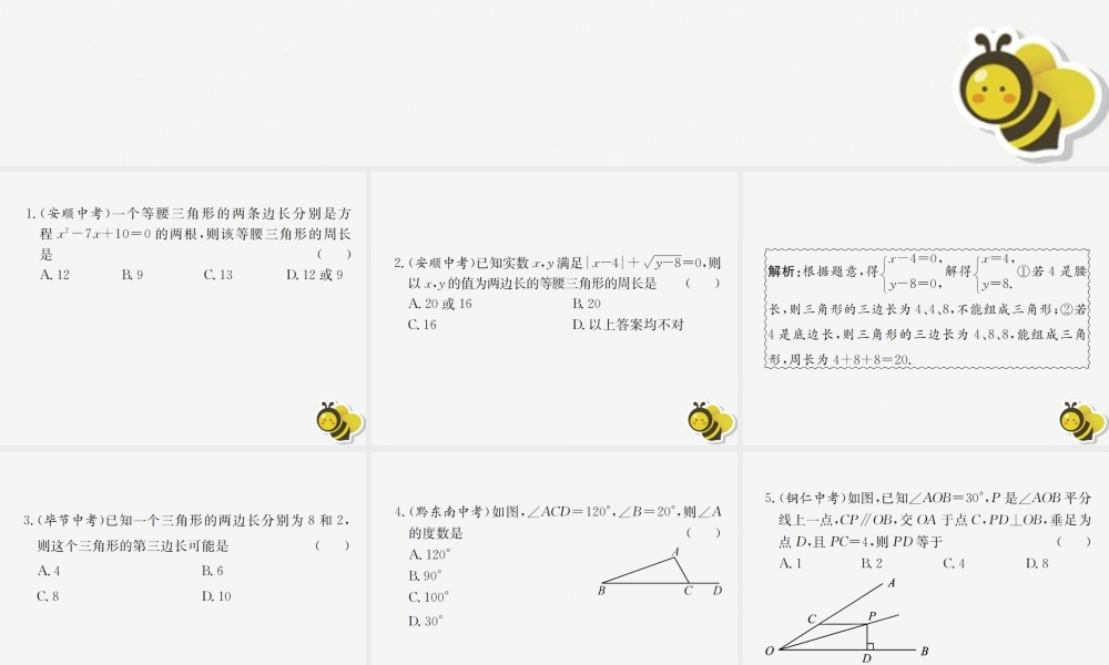 中考数学复习 第17课时 三角形及其性质 4 备考全能演练(课后作业)课件