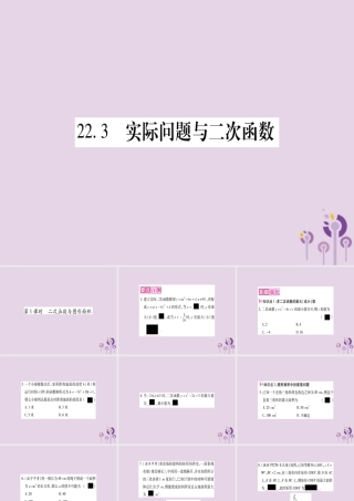 九年级数学上册 第二十二章 二次函数 223 实际问题与二次函数 第1课时 二次函数与图形面积作业课件 (新版)新人教版 课件