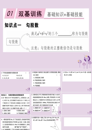 八年级数学下册 第十七章(勾股定理)17.2 勾股定理的逆定理 17.2.2 勾股定理的逆定理的应用习题课件 (新版)新人教版 课件