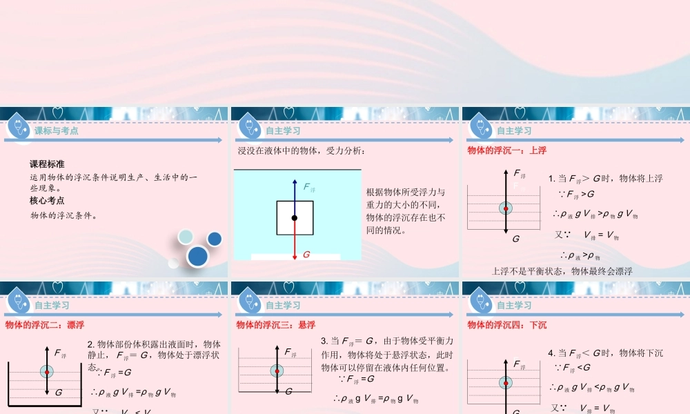 八年级物理下册 9.3 研究物体的浮沉条件(第1课时)课件 (新版)粤教沪版 课件