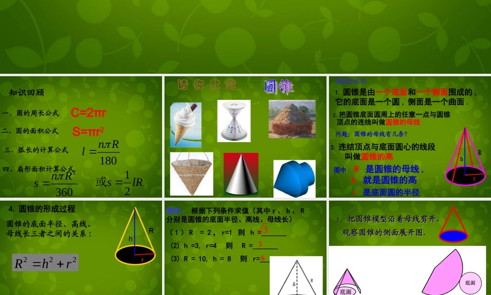 九年级数学上册 28 圆锥的侧面积课件 (新版)苏科版 课件